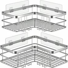 Corner Shower Caddy 2 - Pack, No Drilling Shower Organizer Corner Shelf Bathroom Tub, Stainless Steel Shower Caddy Bathroom KitchenSilver - Silver + 2 Pack - View 7
