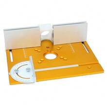 آلة تشذيب حواف النجارة C8 مع طاولة عمل قابلة للرفع، لوحة إدخال الراوتر من سبيكة الألومنيوم، طاولة التفريز مع لوحة مقلوبة وخطاف الدفع، منضدة منشار صغيرة للنجارة مع قاعدة ضغط لأسفل وطاولة عمل مقلوبة - أصفر - مشاهدة 7