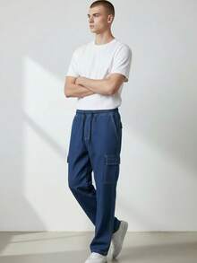 Men's Regular Fit Comfortable Cargo Pants • Ready For Any Occasion - Blue Cargo Jeans - Azul Jeans Cargo - 查看 2