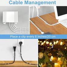 160pcs/40pcs/20pcsClear Cable Clips - Self-Adhesive ABS Cable Management Organizer For Under Desk & Wall Wire Holder, Home Office Car TV PC Ethernet USB Charging Data Line, And For Christmas LED Light Clips Indoor/Outdoor (Assorted Sizes) - Clear - View 7