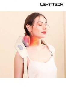 LEVIATECH 3D Kneading Massage Neck & Shoulder Massager, Rechargeable, Office Essential, Mother's Day Gift, Relieve Neck Pain, Upgraded Massage Gun, Portable