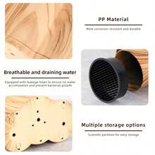 Multi-Function Kitchen Storage Rack - Non-Slip Rubber Knife Holder With Chopstick Rack, Freestanding Knife Block And Utensil Organizer - Khaki - View 3