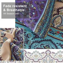 Juego de edredón bohemio tamaño queen king de 8 piezas en una bolsa, juego de edredón con rayas bohemias, edredón y sábanas con estampado floral de cachemira color aguamarina, juegos de cama completos de microfibra suave para todas las estaciones. - Agua - Ver 8