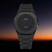 Unisex Quartz Watch, Black Silicone Strap, Sports Casual Style, Round Dial, Creative Design, Suitable For Men And Women, Ideal For Daily Wear, Birthday Gifts, Parties And Holiday Gatherings, Also A Perfect Gift For Friends And Family Or Treating Yourself (No Packaging Box) - 黑色 - 查看 3