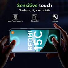 适用于小米 Redmi 15/Redmi 15C 的 4 件套，包含 2 片钢化玻璃屏幕保护膜和 2 片钢化玻璃摄像头镜头保护膜，3D 高清 9H 防刮镜头保护膜，屏幕保护必备品，适用于日常、办公、家庭使用。防水防震防摔防刮。 - 無色 - 查看 9