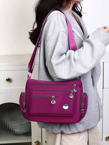 Women's Crossbody Bag, New One Shoulder Bag, Women's Casual Backpack, Middle-Aged Mother Bag, New Large Capacity Bag, Fabric Handbag, Shoulder Design, Large Capacity, Suitable For Daily Use, Commuting, Travel And Tourism - Multicolor - View 3