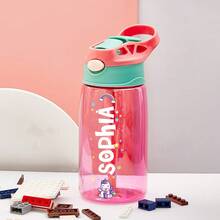 16oz/480ml Personalized Name Water Bottle For Kids, Stainless Steel 12oz/350ml Leakproof Bottle, Unicorn Space Themes, Straw Cap & Name Band Included, Back To School - Style 1 - View 38