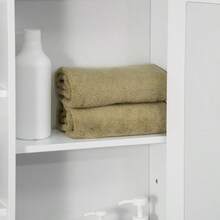 HOMCOM Bathroom Cabinet With Wall Mirror And 8 Compartments, White Multifunctional Unit 66 X 17 X 63 Cm.