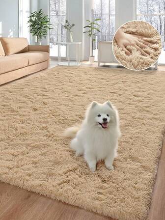 Thick & Soft Living Room/Bedroom Carpet, Warm Camel Color Long Plush Rug, Easy To Clean Decorative Carpet, Modern Minimalist Nordic Ins Style Fluffy Soft Skin-Friendly Room Decor, Multiple Sizes Available For Spring, Summer, Autumn, Winter, Home Decor, Christmas, Valentine's Day, Autumn Gift Choice