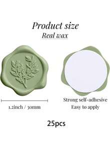 100pcs Self-Adhesive Eucalyptus Wax Seal Stickers - Light Green, Floral Pattern, Suitable For Wedding, Christmas, Valentine's Day, Mother's Day And Summer Invitations, Events | Natural Aesthetic | Embossed Texture