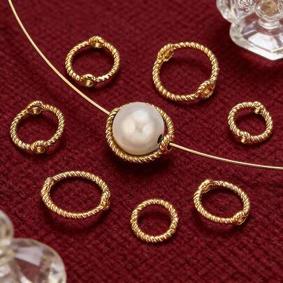 10个6/8/10毫米不锈钢扭纹金属环连接器，DIY手链耳环首饰制作工艺材料