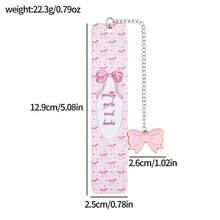 Marcapáginas de acero inoxidable con lazo rosa, diseño creativo, dulce y encantador, un regalo pensado para las niñas que aman la lectura, un excelente regalo para el cumpleaños de la mejor amiga - Multicolor - Ver 3