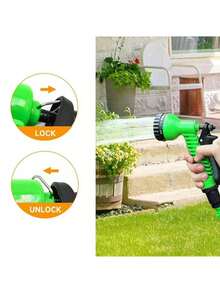 高压洗车水枪带伸缩软管 - 塑料花园软管喷枪，适用于家庭、车辆和户外清洁，可伸缩淋浴管，用于洗车和浇花 - 彩色 - 查看 10