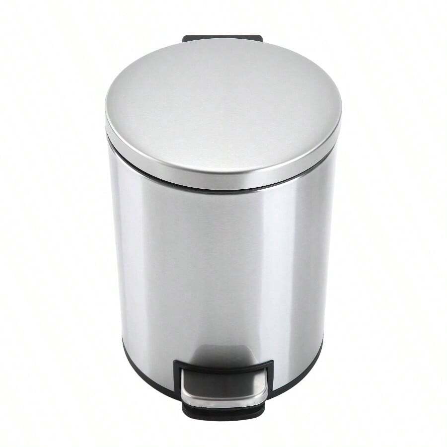Better Homes Gardens Bathroom Trash Can, 1.3 Gallon Small Stainless Steel Step Garbage Bucket Bin With Soft Close Lid, Silver - Bạc - Xem 1