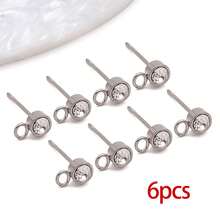 6pcs Cubic Zirconia Stud Earrings, Stainless Steel Crystal Hoop Earrings, Suitable For DIY Earring Jewelry Making Materials - Multicolor - View 10