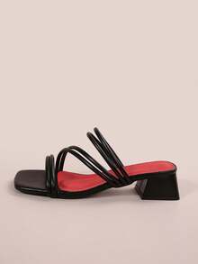 Nuevos tacones altos de verano franceses de alta gama con correa de piel sintética y tacón grueso, sandalias de tacón grueso de estilo coreano con punta abierta de cuero suave, versátiles, elegantes y cómodas