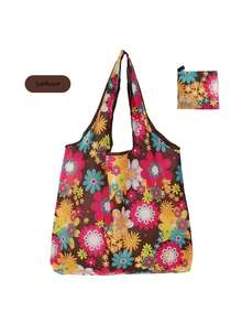 1pc (With Small Coin Pouch) Large Capacity Fashion Printed Tote Bag, Portable, Foldable, Reusable Shopping Bag, Shoulder Bag, Big Capacity - Multicolor - View 12