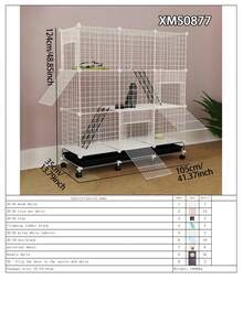 Movable Small Animal Cage With Tray, Indoor Kitten Villa, Non-Occupying Small Cat Cabinet With Wheels - Multicolor - View 14