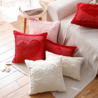 2 st/set Alla hjärtans dag plyschtyg quiltat hjärtdekorativt örngott (örngottinlägg ingår ej), mjukt, flerfärgade alternativ