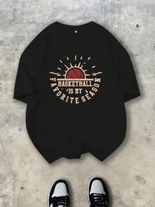 Men's Graphic Print Sports T-Shirt - Minimalist Fashion Pullover Tee, Stretchy Fiber, Lightweight Versatile Top - Black - View 1