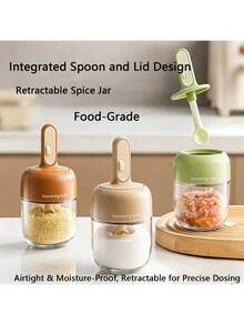 1/3件套玻璃调味罐调料罐香料罐套装，厨房香料收纳整理器 - 彩色 - 查看 2