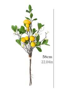 1/2 tallo de planta artificial, rama artificial de limón, 8 limones con tallo (falso), adecuado para decoración de cocina, decoración de fiestas, adorno de primavera y verano (amarillo)