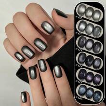 10毫升/瓶 2025秋冬新款热销美白、黑色指甲、金色闪粉、流行黑色水钻、玻璃珠、磁性、水晶猫眼凝胶指甲油、白色指甲油、法式美甲、圣诞美甲 - 彩色 - 查看 5