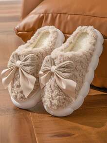 Pantuflas esponjosas para mujer para otoño/invierno, cómodas para usar en interiores, silenciosas, cálidas, con diseño de lazo lindo, adecuadas para pisos de madera dura, aislamiento, Galentines, Puppy, Carnaval, decoraciones de fiesta, zapatos, selecciones de primavera y verano, regalos para damas de honor, habitación, decoración de dormitorio, playa, viaje, para hombres, para mujeres, vacaciones, Día de la Mujer, artículos de viaje, recuerdos de boda, Y2k, dormitorio, accesorios de coche para mujeres, decoración de cocina, cosas lindas - Café integral - Ver 7