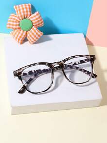 1pc Boys' And Girls' 9-14Y Teenagers Tortoiseshell Colour Black Square Frame Blue Light Blocking Lens Computer Glasses Suitable For Learning And Doing Homework. - Multicolor - View 1