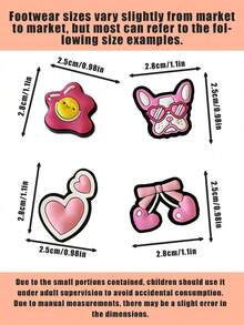 9pcs Wooden Clogs Accessories - Cute Girl Decorative Pins - Pink Bear Series - View 5