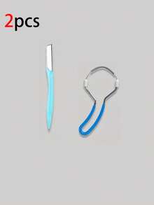 2pcs Facial Hair Removal Sets, Hair Pullers, Eye And Eyebrow Trimmers, Facial Hair Shaving Knives, Hair Removal Tools, Beauty Tools