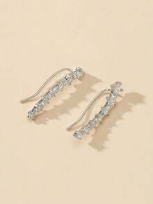 2pcs Rhinestone Decor Earrings - Bạc - Xem 7
