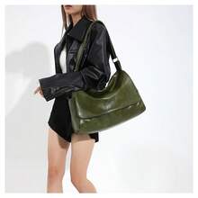 Retro Leather Crossbody Bag, Large Capacity Shoulder Bag, SolidColor Tote Bag For Women(Please Place In A Ventilated Place For 1-3 Days To Dissipate The Material Odor) - 綠色 - 查看 4