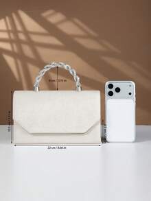 REMANLAND Ví cầm tay dạ hội sáng bóng, Túi phong bì thời trang thanh lịch, Túi xách trang trí đá giả, Ví cầm tay cô dâu dự tiệc cưới - trắng - Xem 5