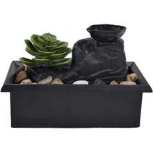 Adorno de fuente,.0 x 4.x 4.3 pulgadas, cascada suculenta, decoración del hogar, fuente de mesa con luz LED, fuente de agua de escritorio con de alimentación USB para decoración - 1 - Ver 2