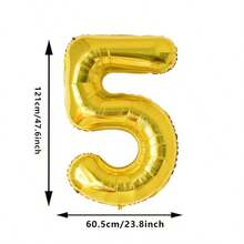 32 Inch Large Gold Foil Number Balloons 5, Suitable For Birthday, Wedding, Graduation, Opening Ceremony, Party, Anniversary And Holiday Decoration (Gold, Rose Gold 32 Inch - 5) - Multicolor - View 2