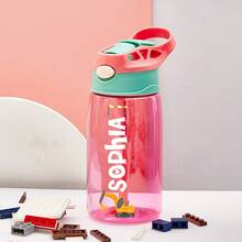 16oz/480ml Personalized Name Water Bottle For Kids, Stainless Steel 12oz/350ml Leakproof Bottle, Unicorn Space Themes, Straw Cap & Name Band Included, Back To School - Style 1 - View 21