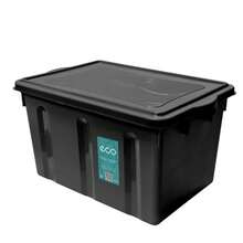 Kit 6 Caixa Organizadora Preta 38L Com Tampa Reforçada Armazenamento Prático Com Design Versátil - Preto - Visão 7