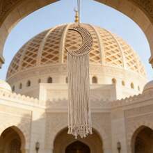 编织挂毯，捕梦网，手工吊坠，家居墙饰，星月装饰，挂布 - 杏色 - 查看 4