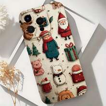 2026 nueva funda de teléfono esmerilada, funda de teléfono con patrón de regalo de Navidad de Papá Noel, muñeco de nieve, árbol y oso para iPhone 17 15 14 13 12 Pro Max Mini  Galaxy S23 S22 S21 Plus Ultra, funda de protección para teléfono, regalo de pareja para él y ella, presente de vacaciones - Negro - Ver 6