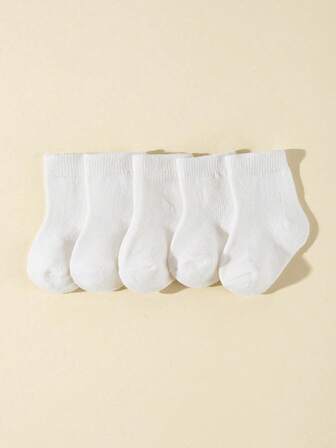 10双纯色婴儿/幼儿简约白色短袜，春/秋季