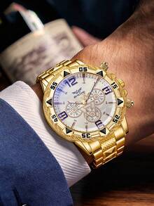 1pc Classic Minimalist Business Quartz Watch With Steel Strap, Stylish Design Suitable For Birthday Gift, Year-End Promotion - Multicolor - View 2