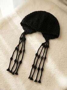 1PC Children Girl Wool Hat Tassel Woolen Hat Beanie Hat For 3-12 Years, Ins Style Hat, Travel Photography Prop,Ins Photography Hat,Kids Girl Fall Clothes Autumn And Winter Warm Head Protection Children's Hat Daily Use