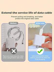 5pcs Solid Color TPU Charger & Data Cable Protector Case Compatible With Iphone 17/16/15/14, Compatible With Apple 18/20W Charger, Ideal Gift For Friends - Clear - View 3