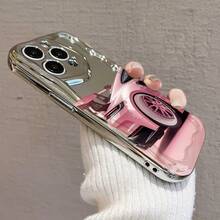 カワイイピンクスポーツカーデザイン 電鍍防摔スマホケース for  17promax,16pro,15plus/14/13/12/11 スタイリッシュな外観 高強度衝撃吸収 機能的でファッション性豊富 携帯の損傷防止に最適 使い心地良好 保護と装飾を兼ね - シルバー - チェックする 8