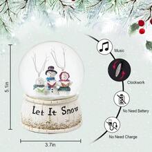 Globo de agua musical de cristal para nieve, con purpurina y escena navidea, deja que neve - Clásico - Ver 4