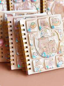 1pc Capybara Wiggle Liquid Coil Notebook, Highly Attractive For Elementary Students, Random Style, Back To School Gift - Multicolor - View 3