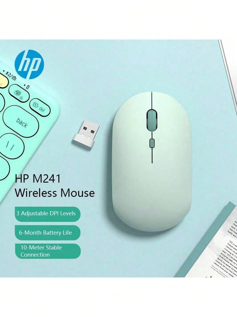 HP M241 Wireless Mouse, Morandi Color Scheme, 1600 DPI Adjustable, Quiet Buttons, Precise Office Operation, Compatible With Desktop And Laptops, Battery Version Offers 6 Months Of Battery Life - Matcha Green - View 1