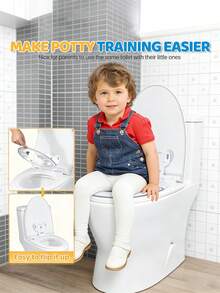 1pc Foldable Children Toilet Training Seat With Suction Cup, Suitable For Travel, Also Fit For Adult Toilet | Sturdy Suction, Adjustable Length | Anti-Slip & Splash Guard, Easy To Clean, White