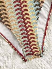 2026新款欧美风撞色露背比基尼，夏季沙滩度假装 - 彩色 - 查看 5